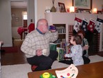 Pop can't pass up the opportunity to test the vintage of Zachary's apple juice.