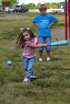 You are looking at the first pitched baseball Samantha ever hit!  You go girl!