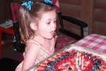 At Sam's second party at the cabin with Pop and Poppette, Samantha blew out all her candles AGAIN!
