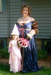 Mama and Sammi are ready for the Ren Fest.  At first, I wasn't going to dress up for it, but after Samantha got her dress on, she wanted to know where mine was. . . 